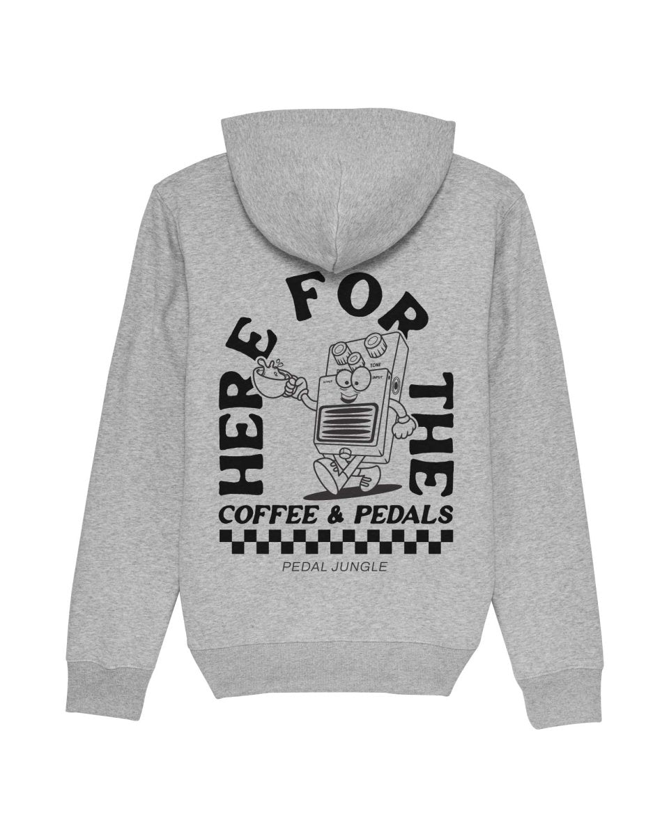 Here For The Coffee & Pedals Organic Vegan Hooded Top Grey - Pedal Jungle