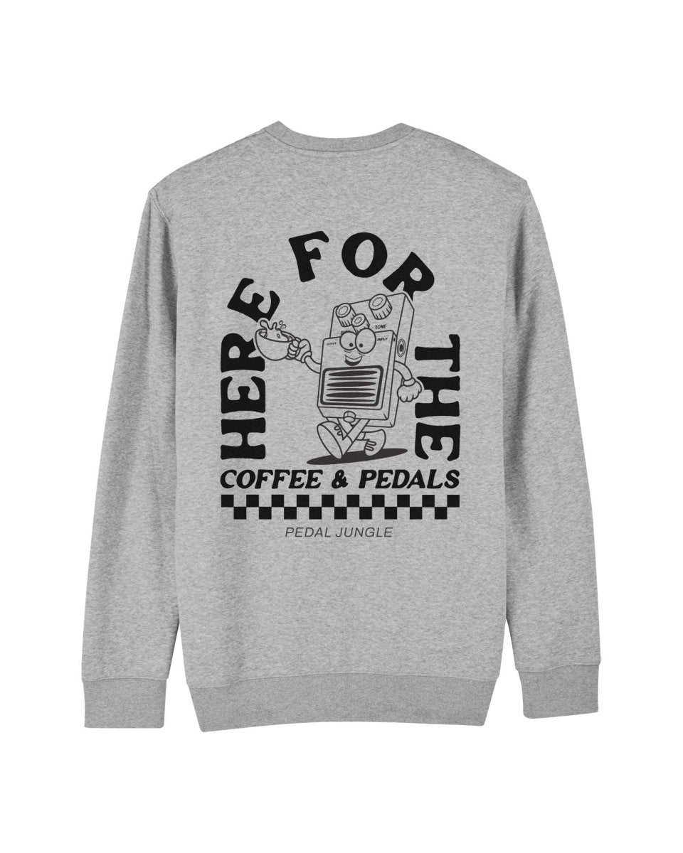 Here For The Coffee & Pedals Organic Vegan Sweatshirt Grey - Pedal Jungle