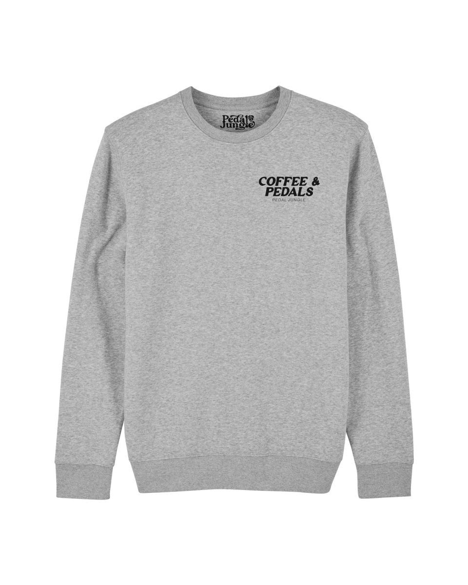 Here For The Coffee & Pedals Organic Vegan Sweatshirt Grey - Pedal Jungle
