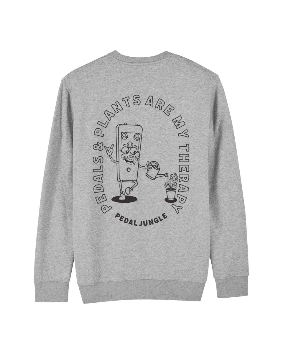 Pedals & Plants Are My Therapy Organic Vegan Sweatshirt Grey - Pedal Jungle