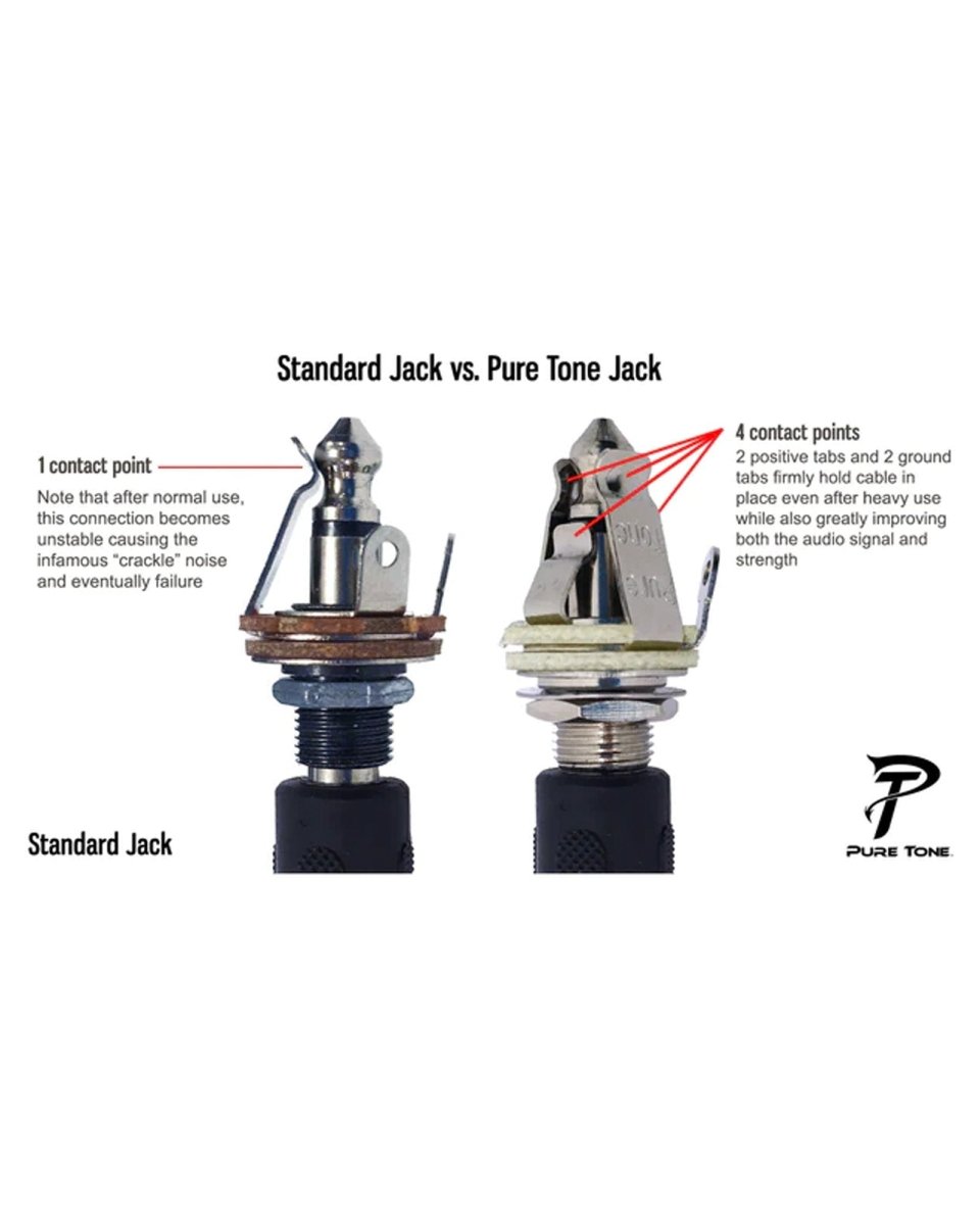 Pure Tone Mono Multi Contact 1/4" Output Jack Socket Nickel - Pedal Jungle
