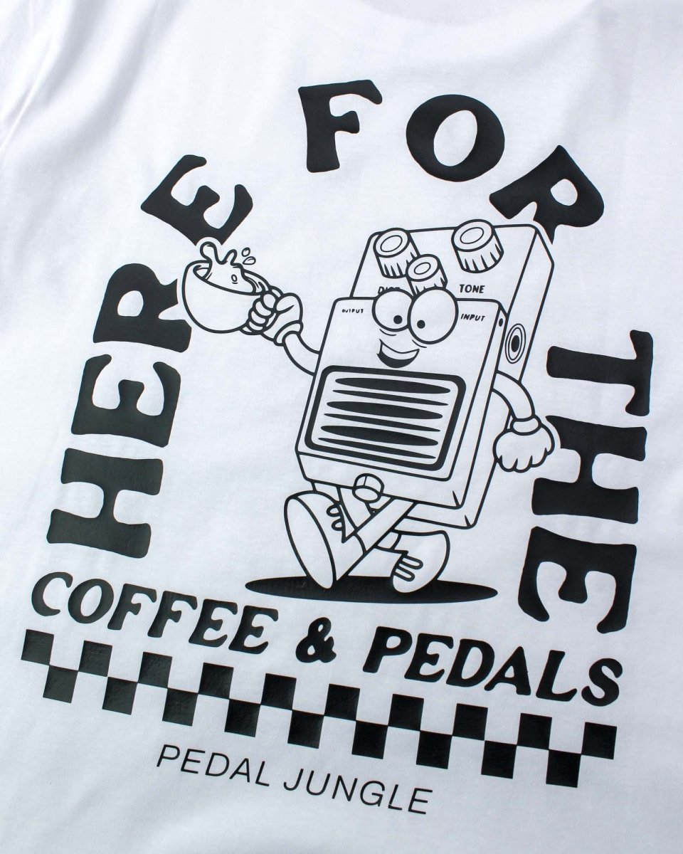 Here For The Coffee & Pedals Organic Vegan T-shirt - Pedal Jungle