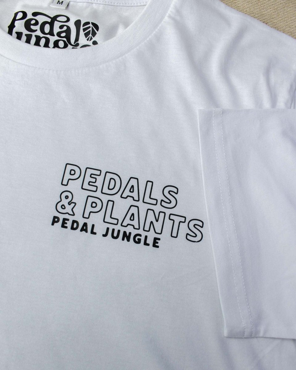 Pedals & Plants Are My Therapy Organic Vegan T-shirt White - Pedal Jungle