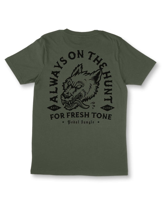 Always On The Hunt Organic Vegan T-shirt Khaki - Pedal Jungle