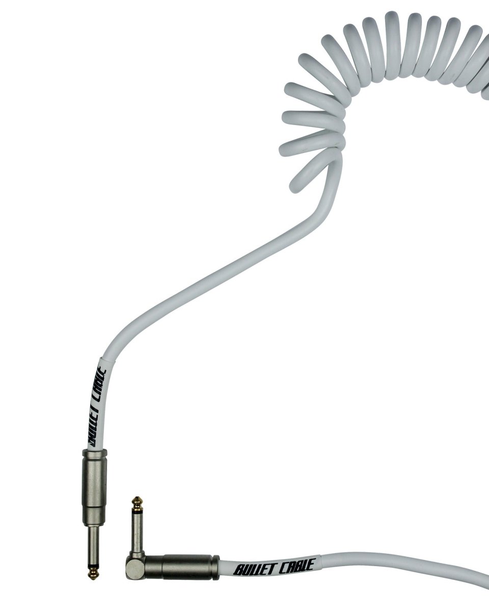 Bullet Cable 15' Coiled Instrument Cable White - Pedal Jungle