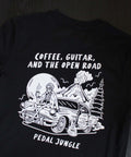 Coffee, Guitar & The Open Road Organic T-shirt Black - Pedal Jungle