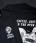 Coffee, Guitar & The Open Road Organic T-shirt Black - Pedal Jungle