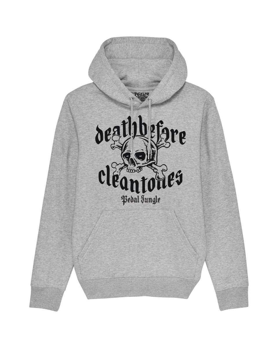 Death Before Clean Tones Organic Vegan Hooded Top Grey - Pedal Jungle