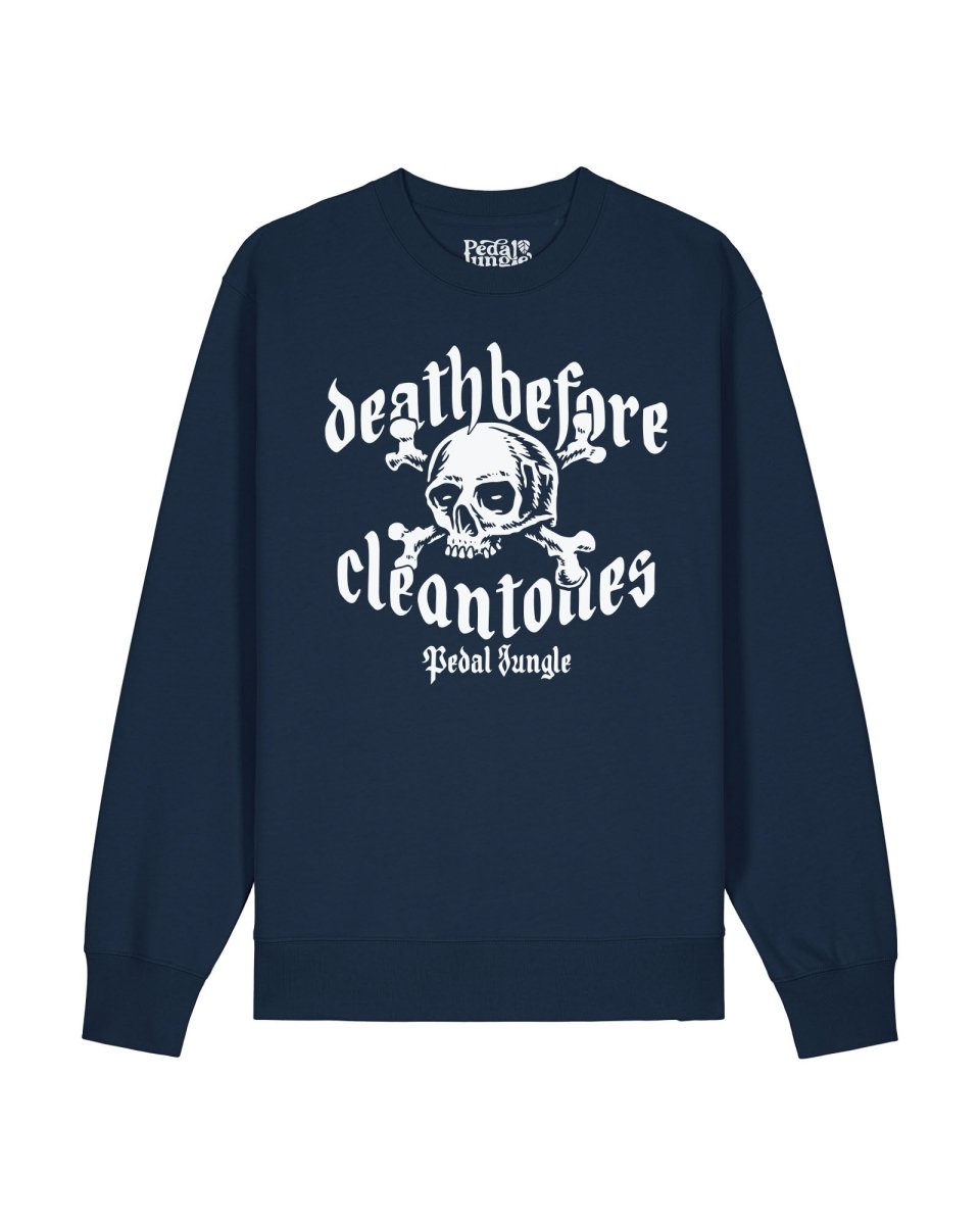 Death Before Clean Tones Organic Vegan Sweatshirt Navy - Pedal Jungle