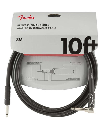 Fender Professional Series Instrument Cable 10' Black [Str/Ang] - Pedal Jungle