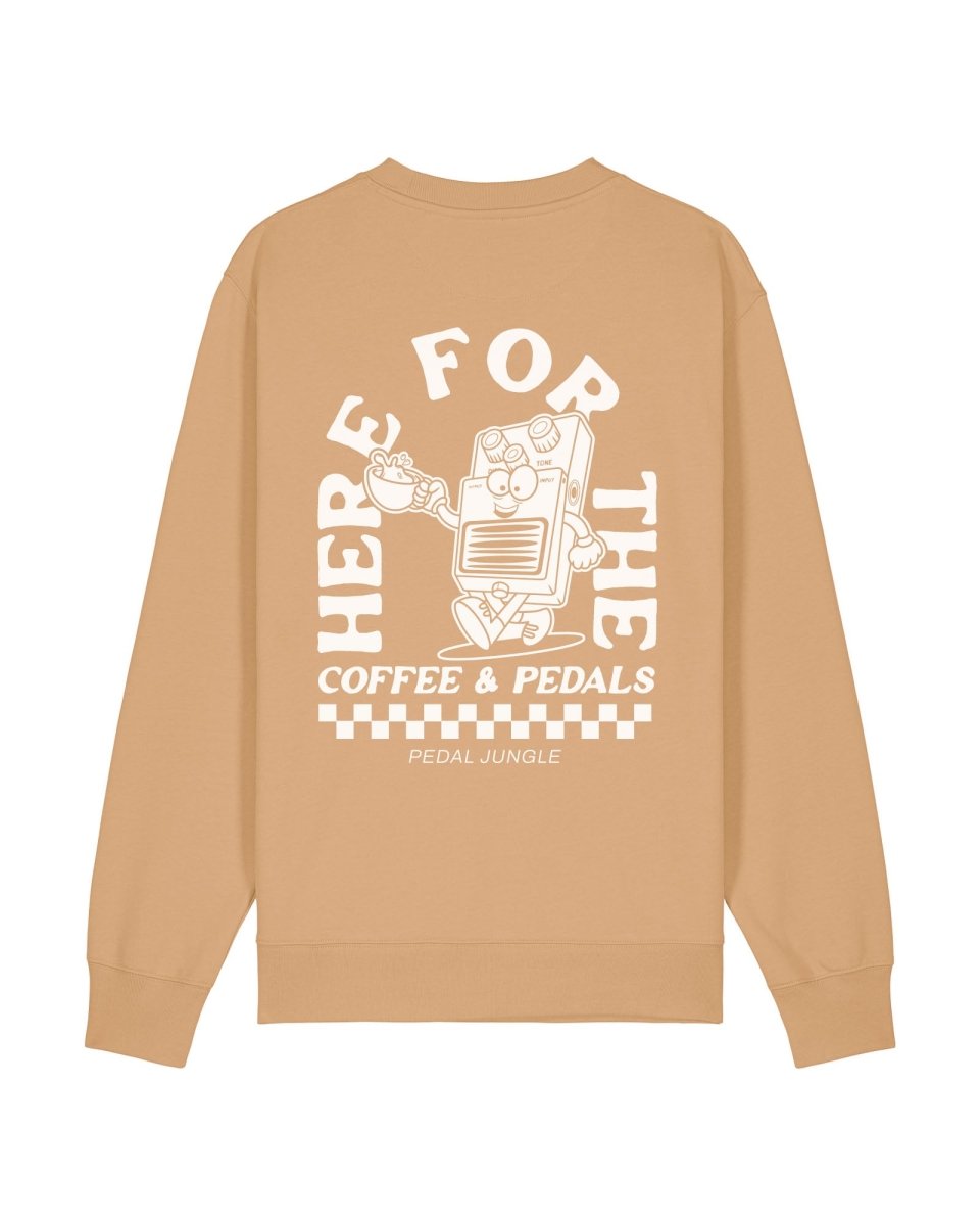 Here For The Coffee & Pedals Organic Vegan Sweatshirt Latte - Pedal Jungle