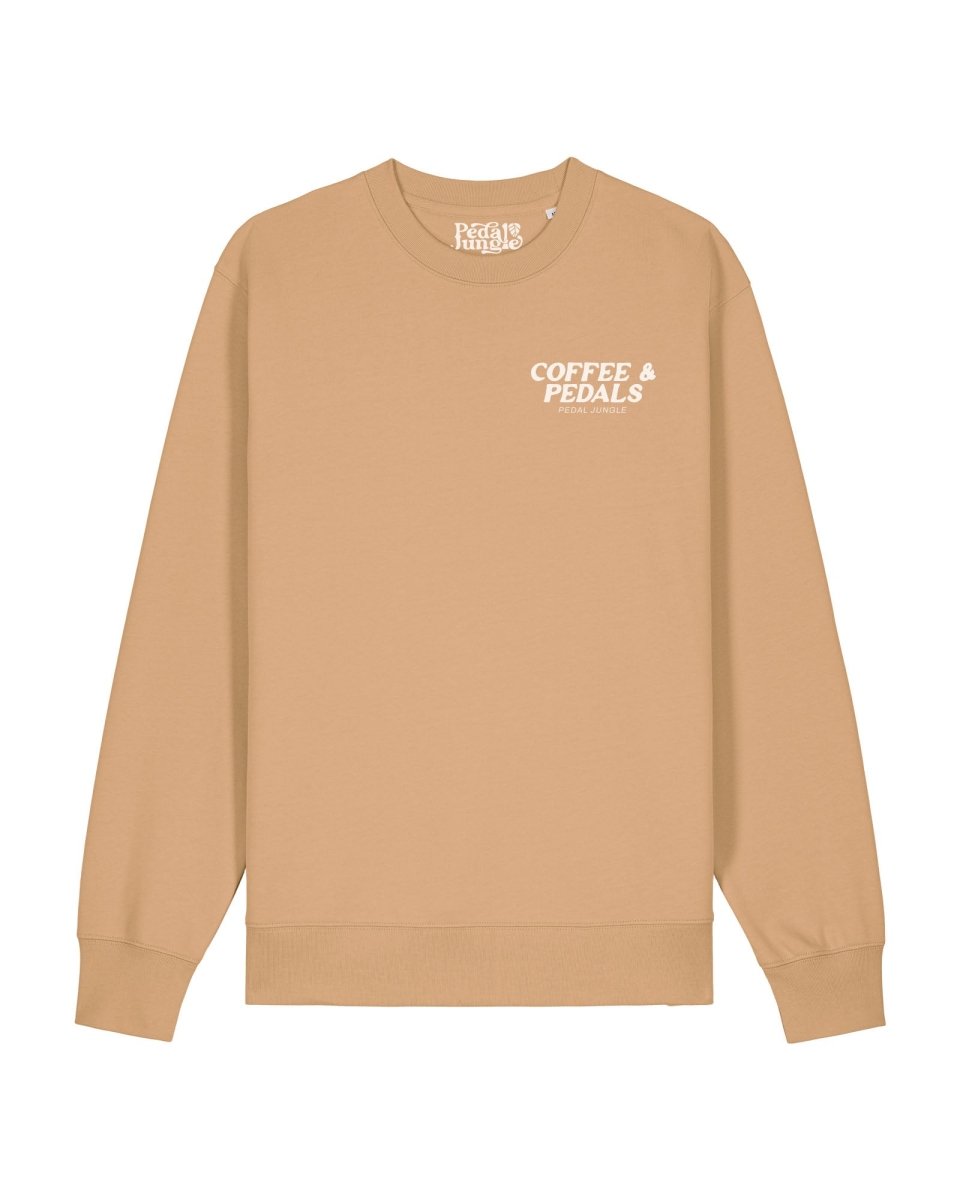 Here For The Coffee & Pedals Organic Vegan Sweatshirt Latte - Pedal Jungle