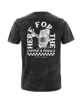 Here For The Coffee & Pedals Organic Vegan T-shirt Acid Black - Pedal Jungle