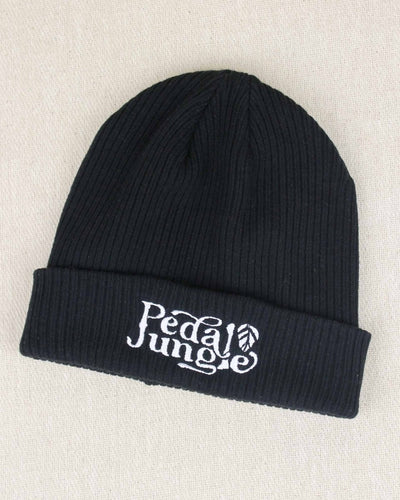 Pedal Jungle Embroidered Logo Organic Cotton Cuffed Beanie Black - Pedal Jungle