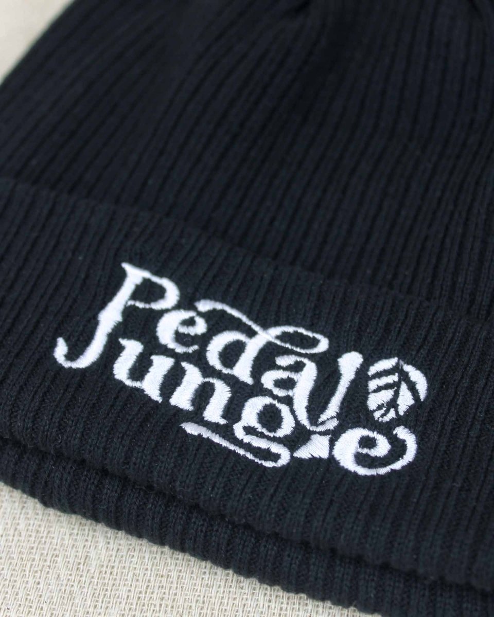 Pedal Jungle Embroidered Logo Organic Cotton Cuffed Beanie Black - Pedal Jungle