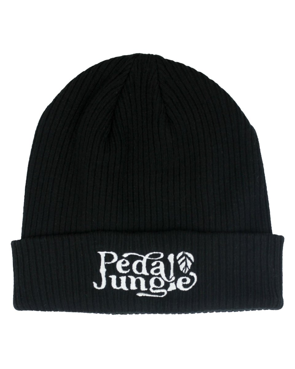 Pedal Jungle Embroidered Logo Organic Cotton Cuffed Beanie Black - Pedal Jungle