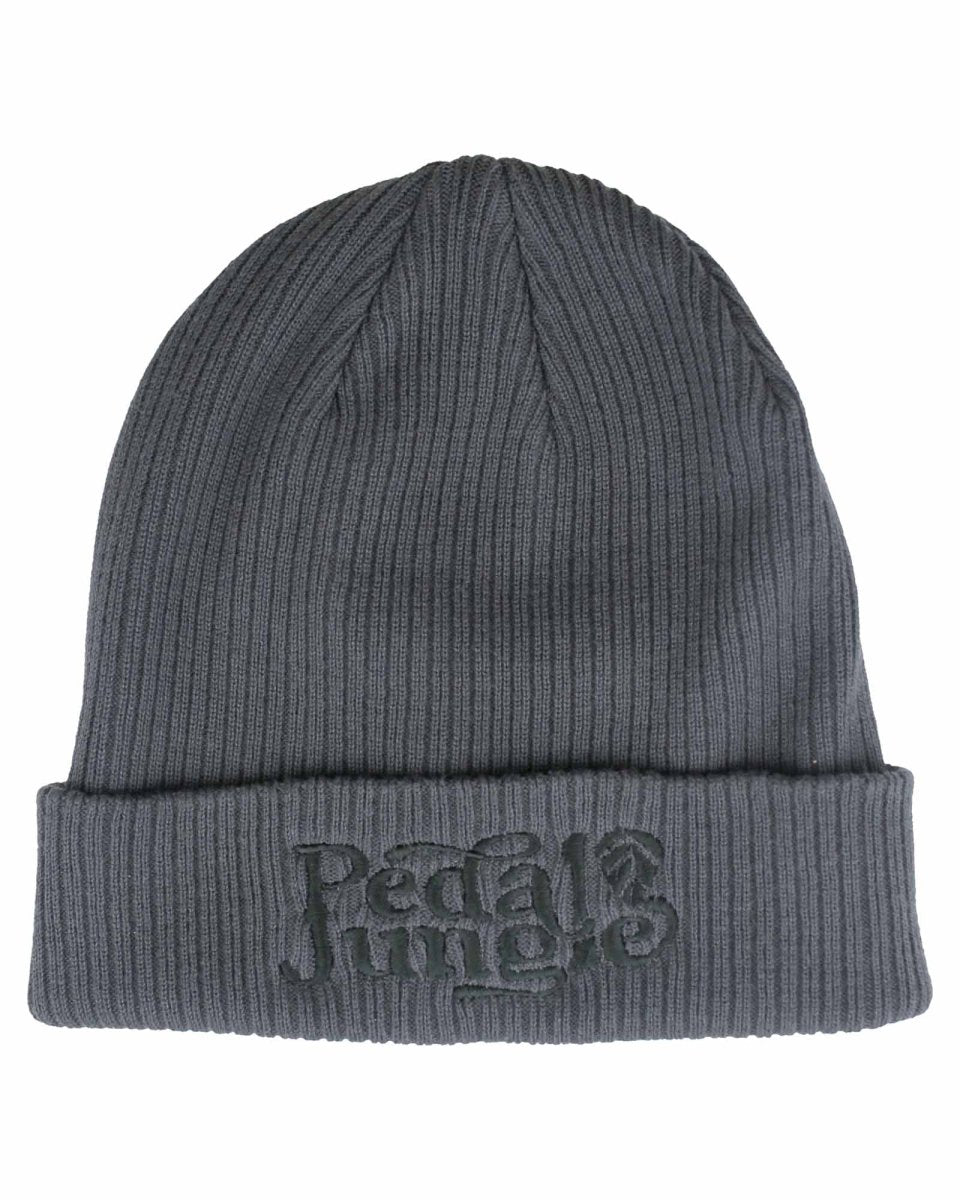 Pedal Jungle Embroidered Logo Organic Cotton Cuffed Beanie Charcoal - Pedal Jungle