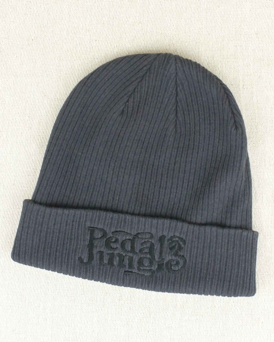 Pedal Jungle Embroidered Logo Organic Cotton Cuffed Beanie Charcoal - Pedal Jungle