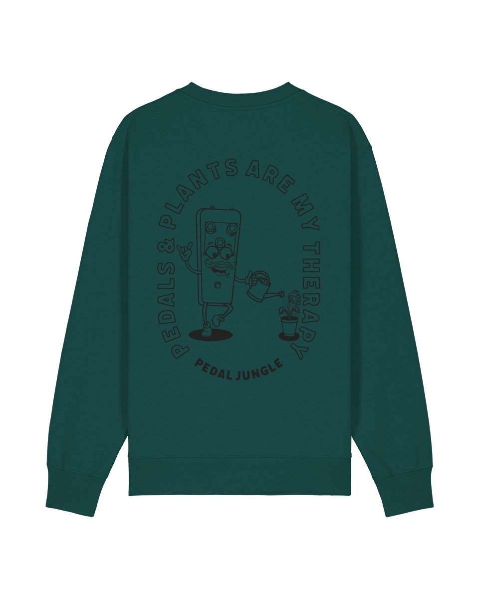 Pedals & Plants Are My Therapy Organic Vegan Sweatshirt Plant Green - Pedal Jungle