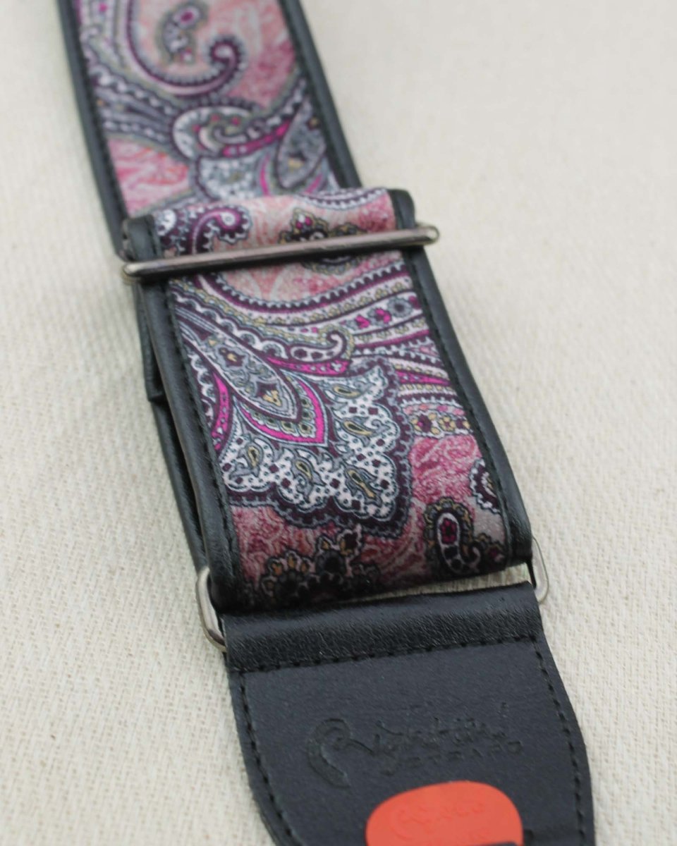 Right On! Straps Paisley Velvet 60 Burgundy Vegan Guitar Strap - Pedal Jungle