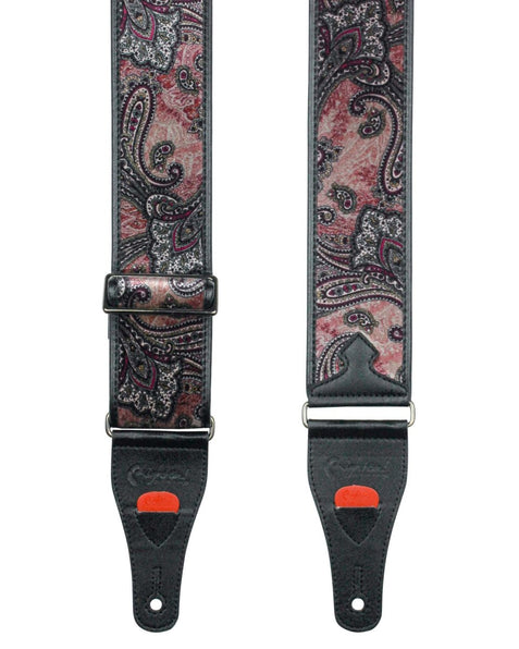 Right On! Straps Paisley Velvet 60 Burgundy Vegan Guitar Strap - Pedal Jungle