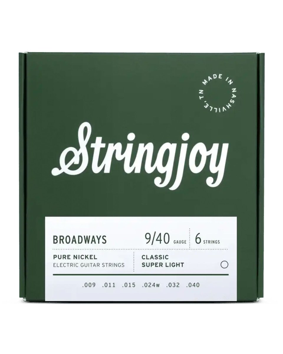 Stringjoy Broadways Pure Nickel Electric Guitar Strings Classic Super Light Gauge (9 - 40) - Pedal Jungle