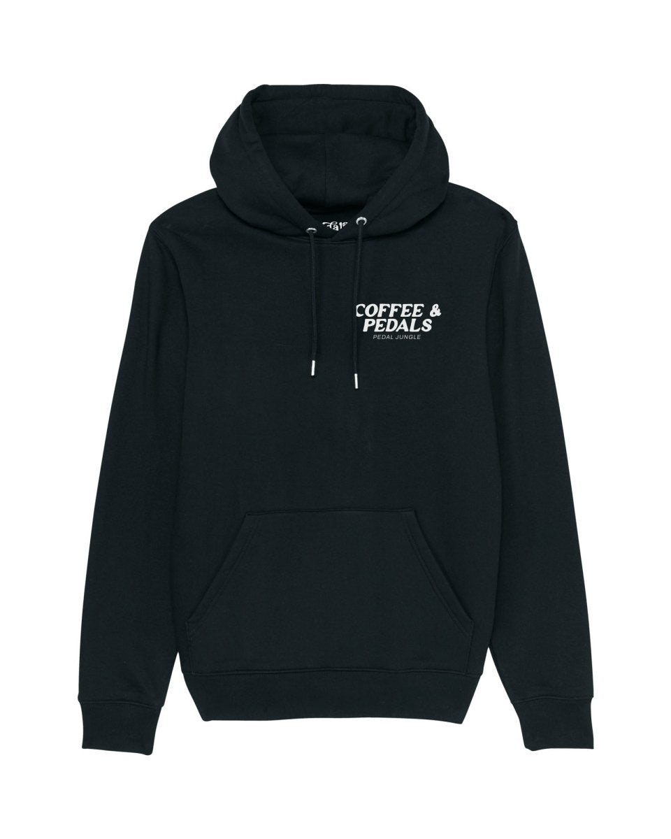 Here For The Coffee & Pedals Organic Vegan Hooded Top Black - Pedal Jungle