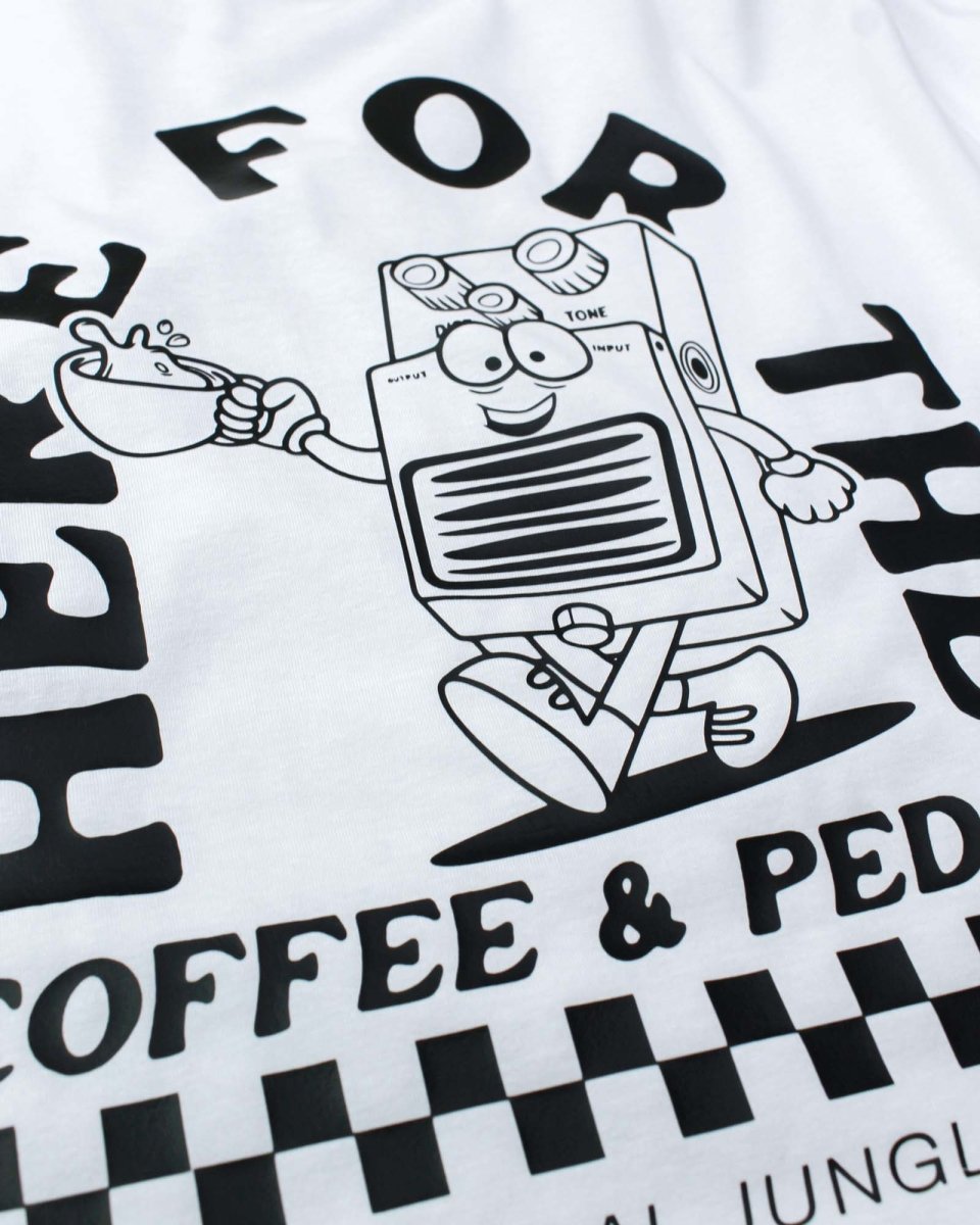 Here For The Coffee & Pedals Organic Vegan T-shirt - Pedal Jungle