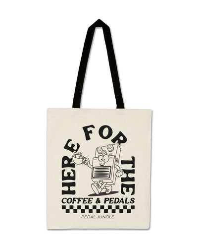 Here For The Coffee & Pedals Premium Organic Tote Bag Natural - Pedal Jungle