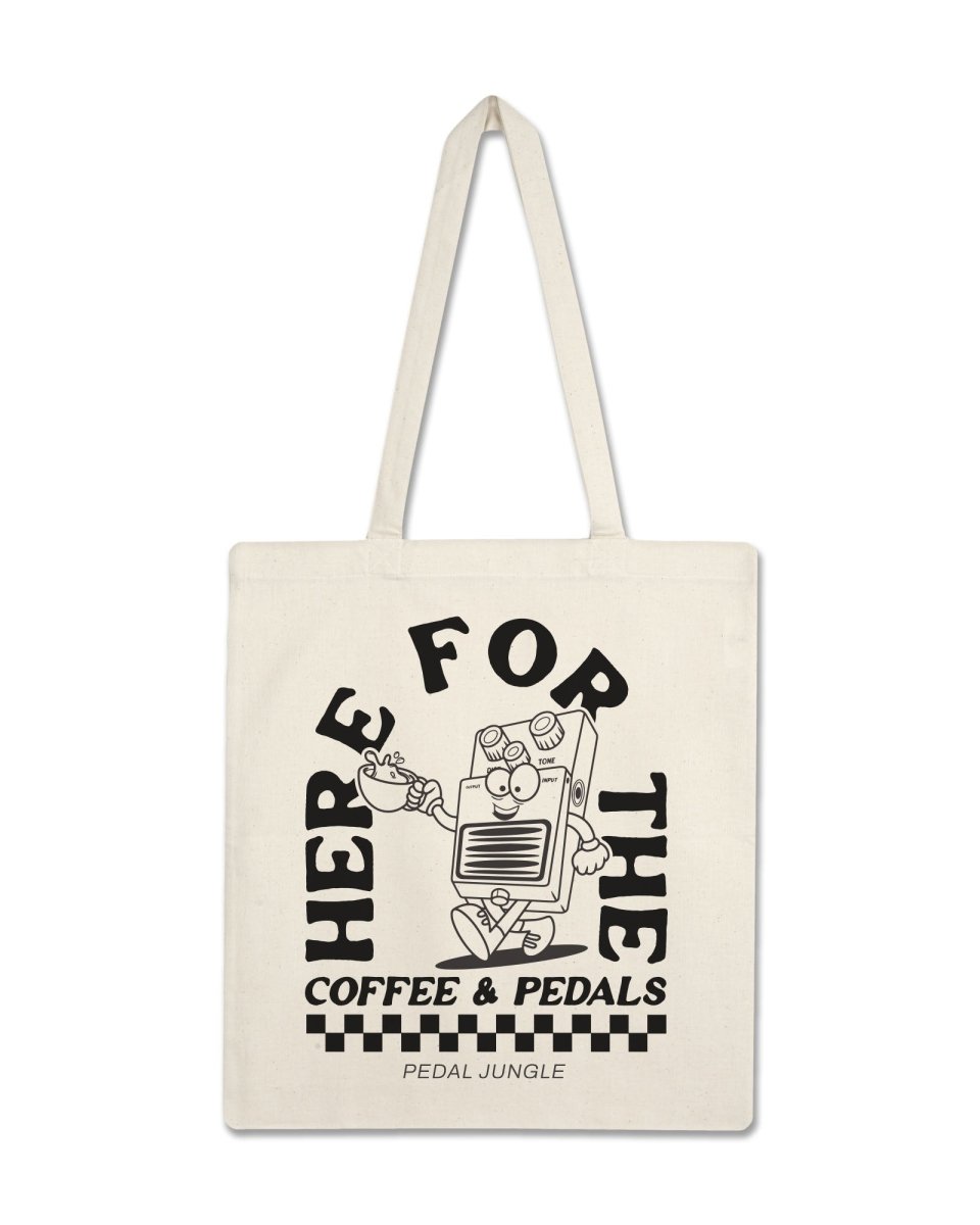 Here For The Coffee & Pedals Premium Organic Tote Bag Natural - Pedal Jungle