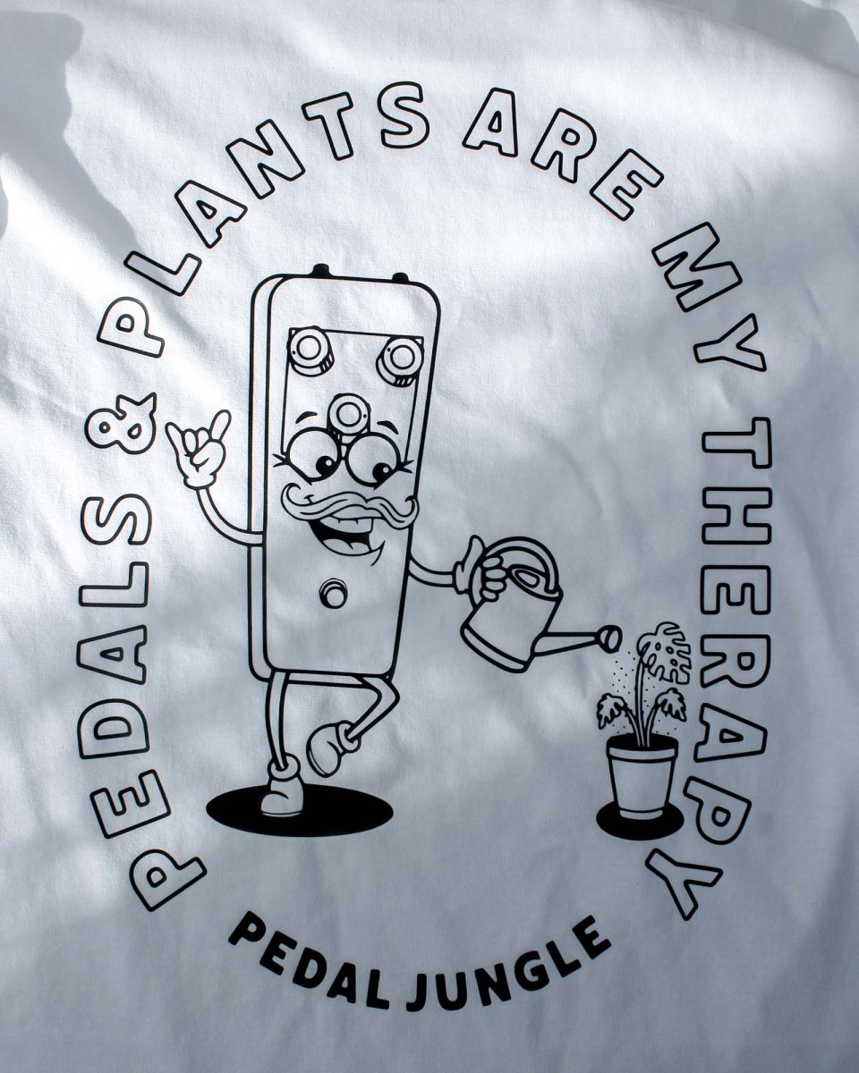 Pedals & Plants Are My Therapy Organic Vegan T-shirt White - Pedal Jungle