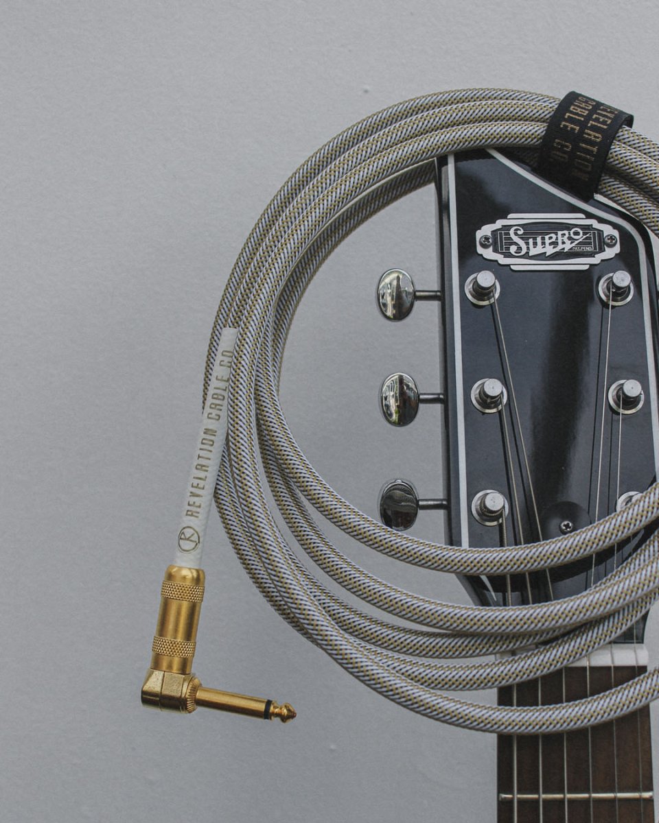 Revelation Cable Co. White Gold Tweed 10' Premium Instrument Cable - Pedal Jungle
